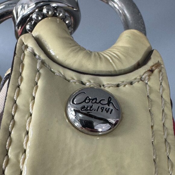 COACH # F22745 Kristin Op Art Yellow Multicolor Satin Hobo Shoulder Bag - Picture 13 of 15